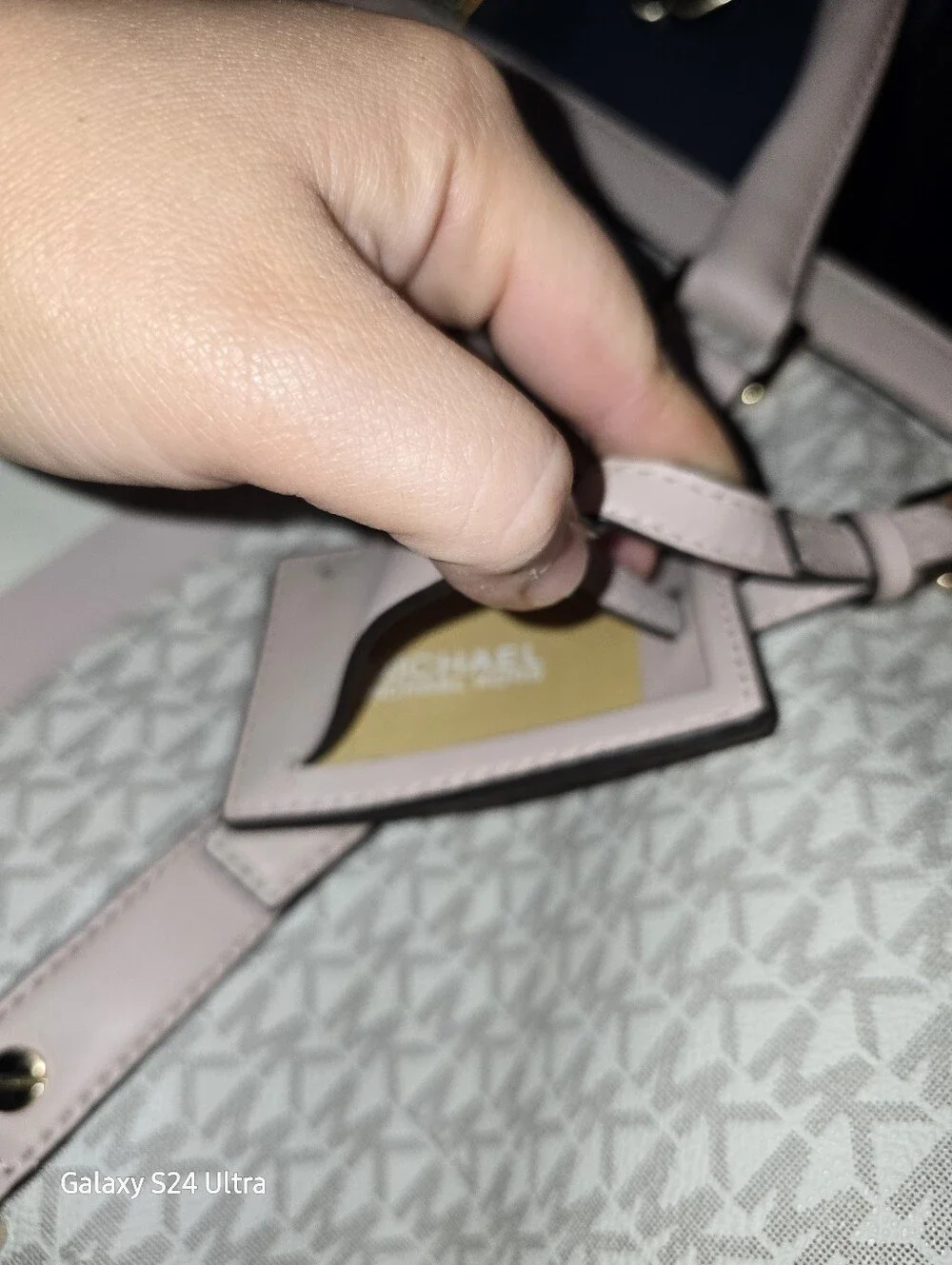 Michael Kors Pink & Cream MK Signature Duffel Bag